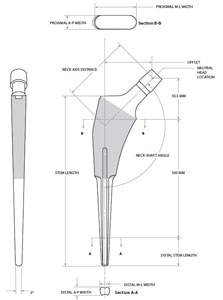 A400 Reduced Distal Taper Stem Specifications